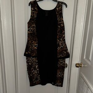 Ashley Stewart Black Dress with Leopard Print Panels